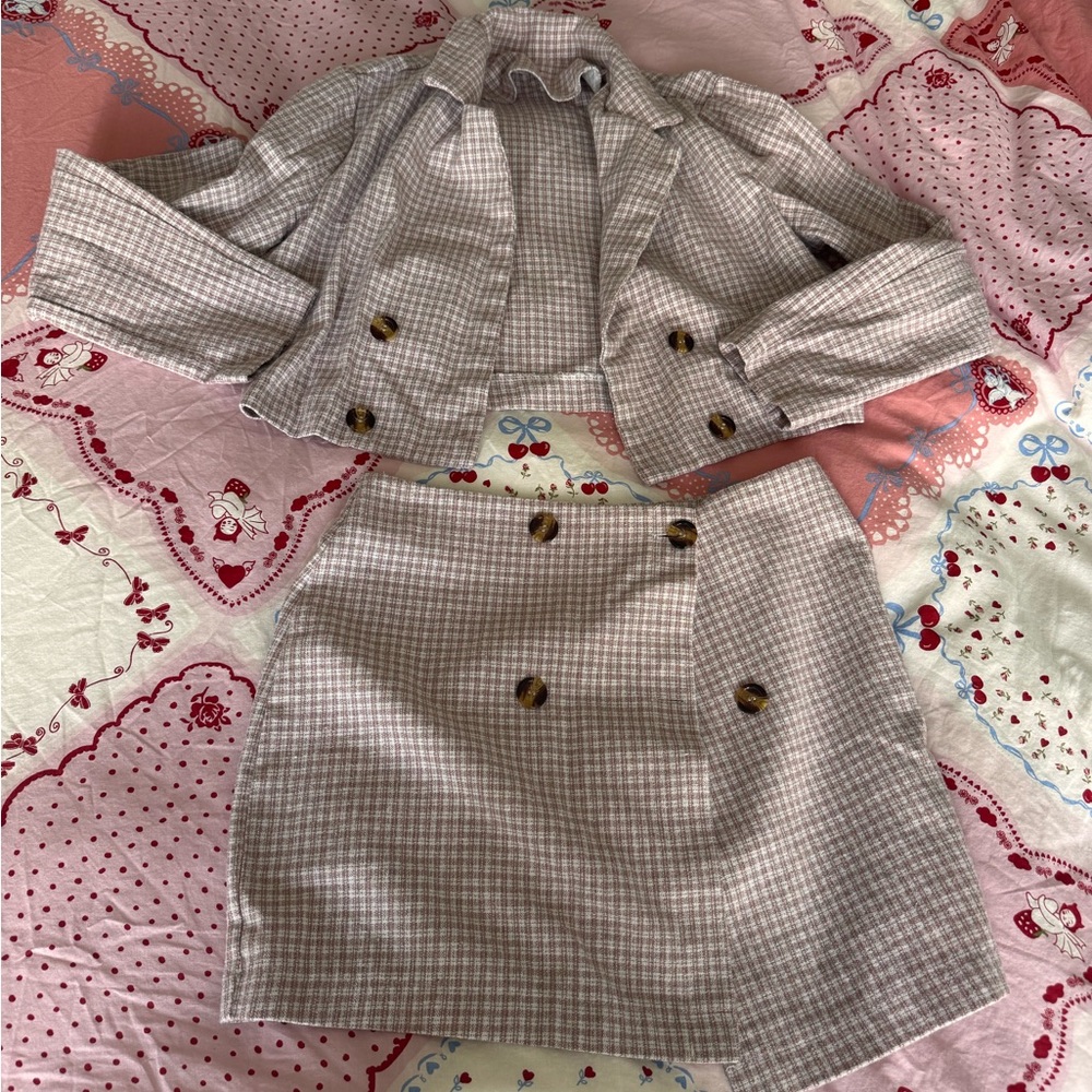 Plaid Two-Piece Skirt and Jacket Set